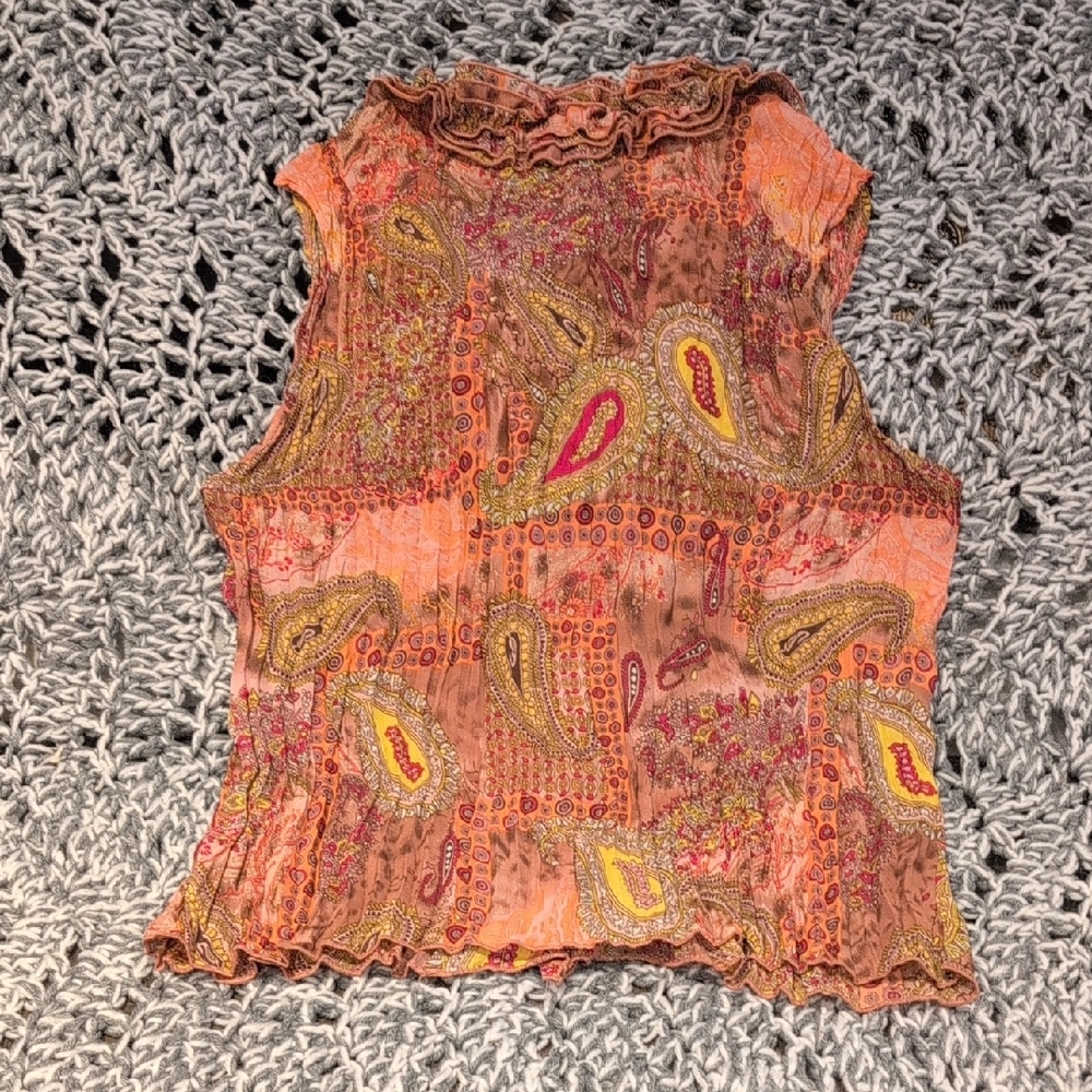 Paisley Ruffle Blouse - Pink and Brown - Picture 5 of 7